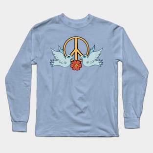 Peace Doves with Blue Background Long Sleeve T-Shirt